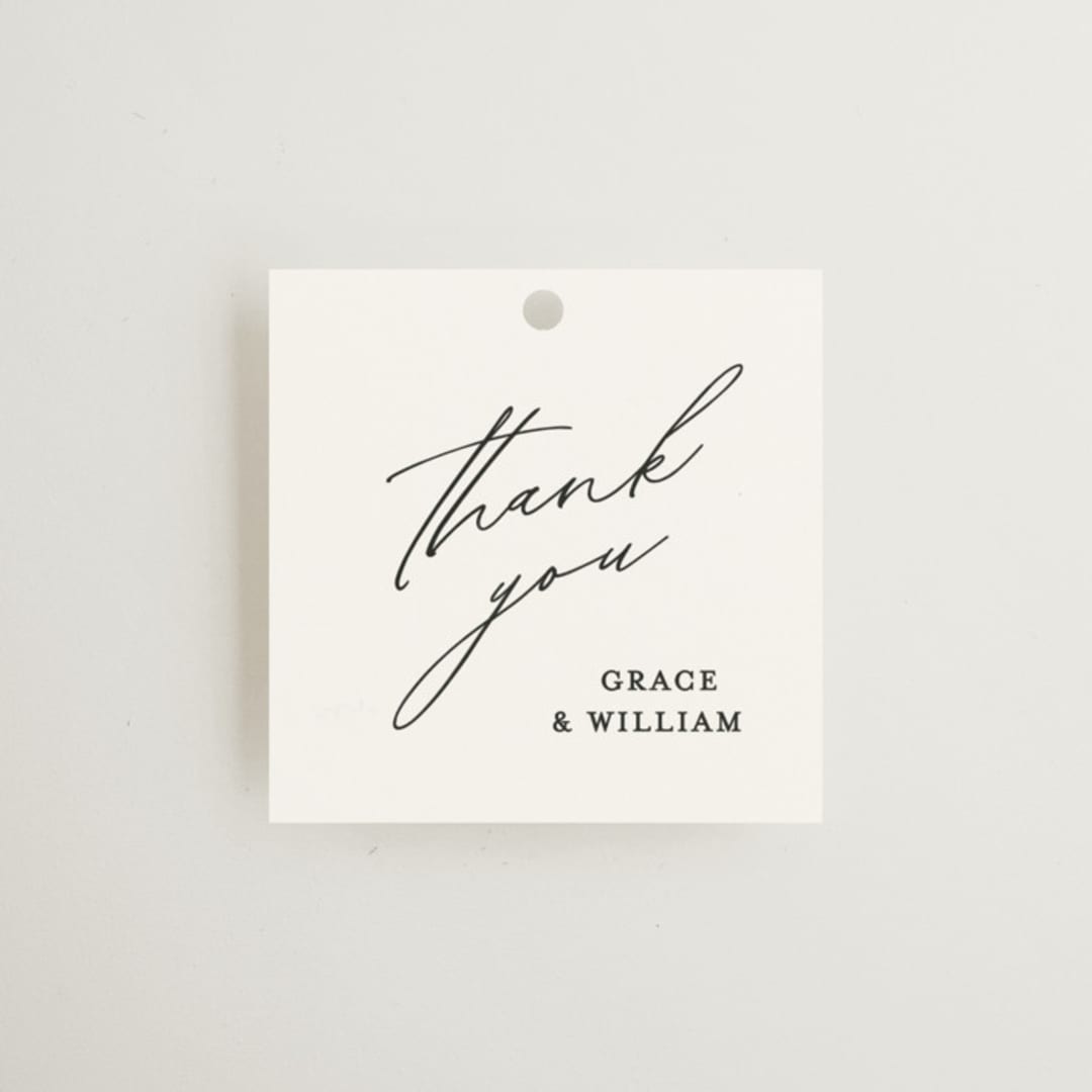 "Delicate Script" - Wedding Favor Tags in Cotton by Angela Thompson - Front
