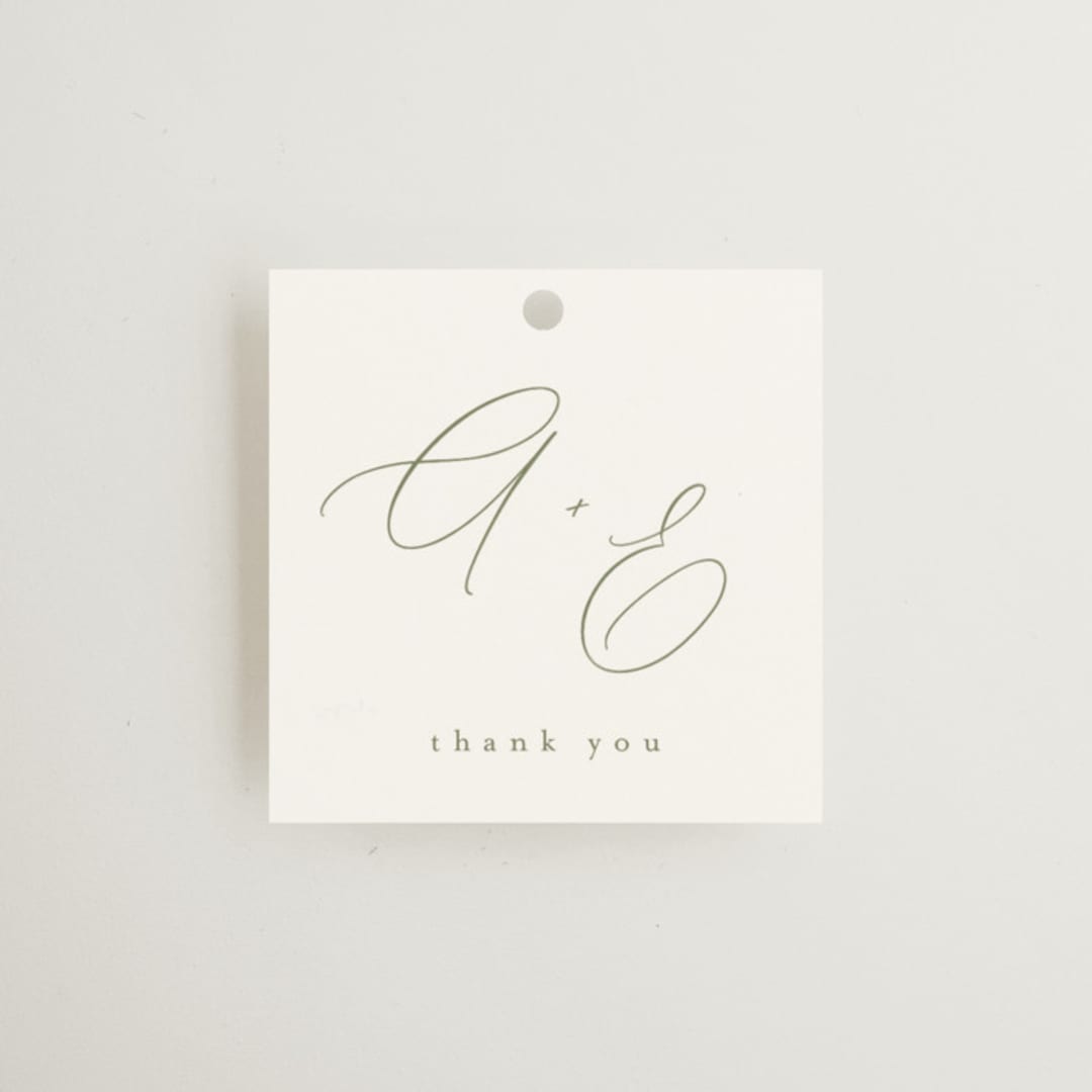 "Amelia" - Wedding Favor Tags in Olive by Kristie Kern - Front