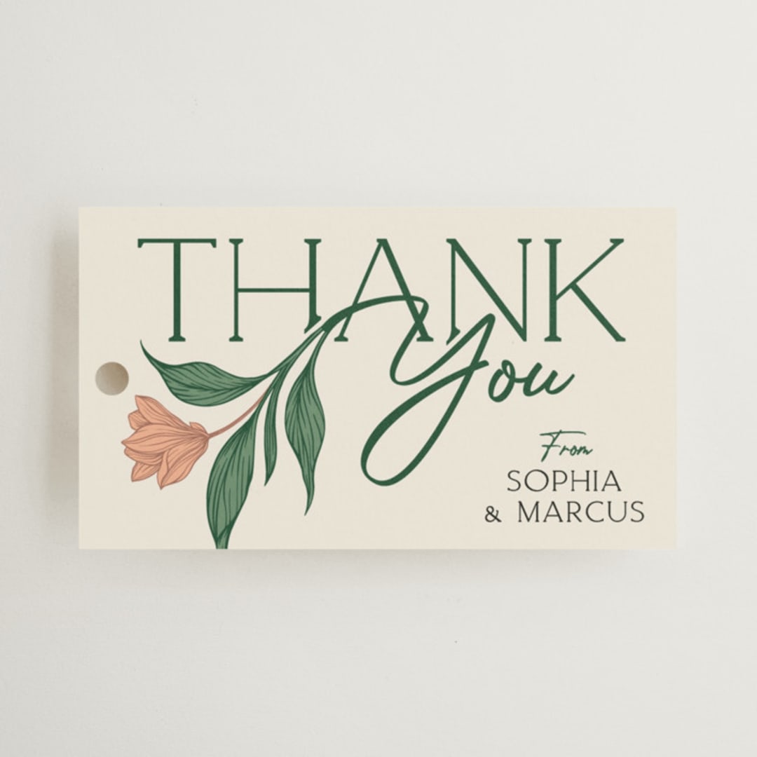 "Charming" - Wedding Favor Tags in Almond by GeekInk Design - Front