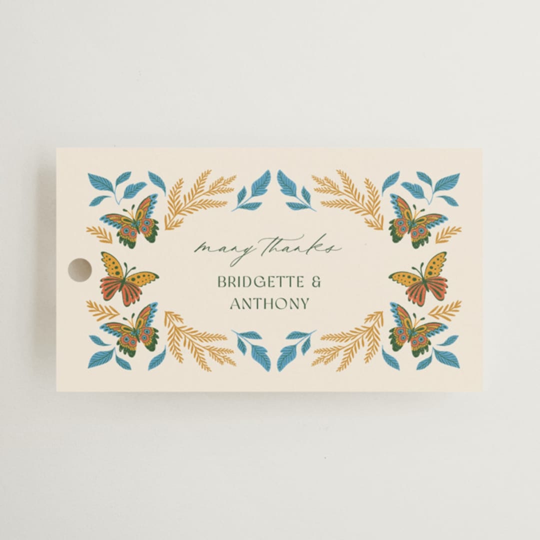 "Flutter" - Wedding Favor Tags in Sunset by Jen Owens - Front