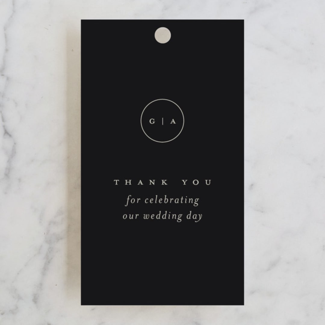 "refined" - Wedding Favor Tags in Black Tie by Laura Hamm - Front