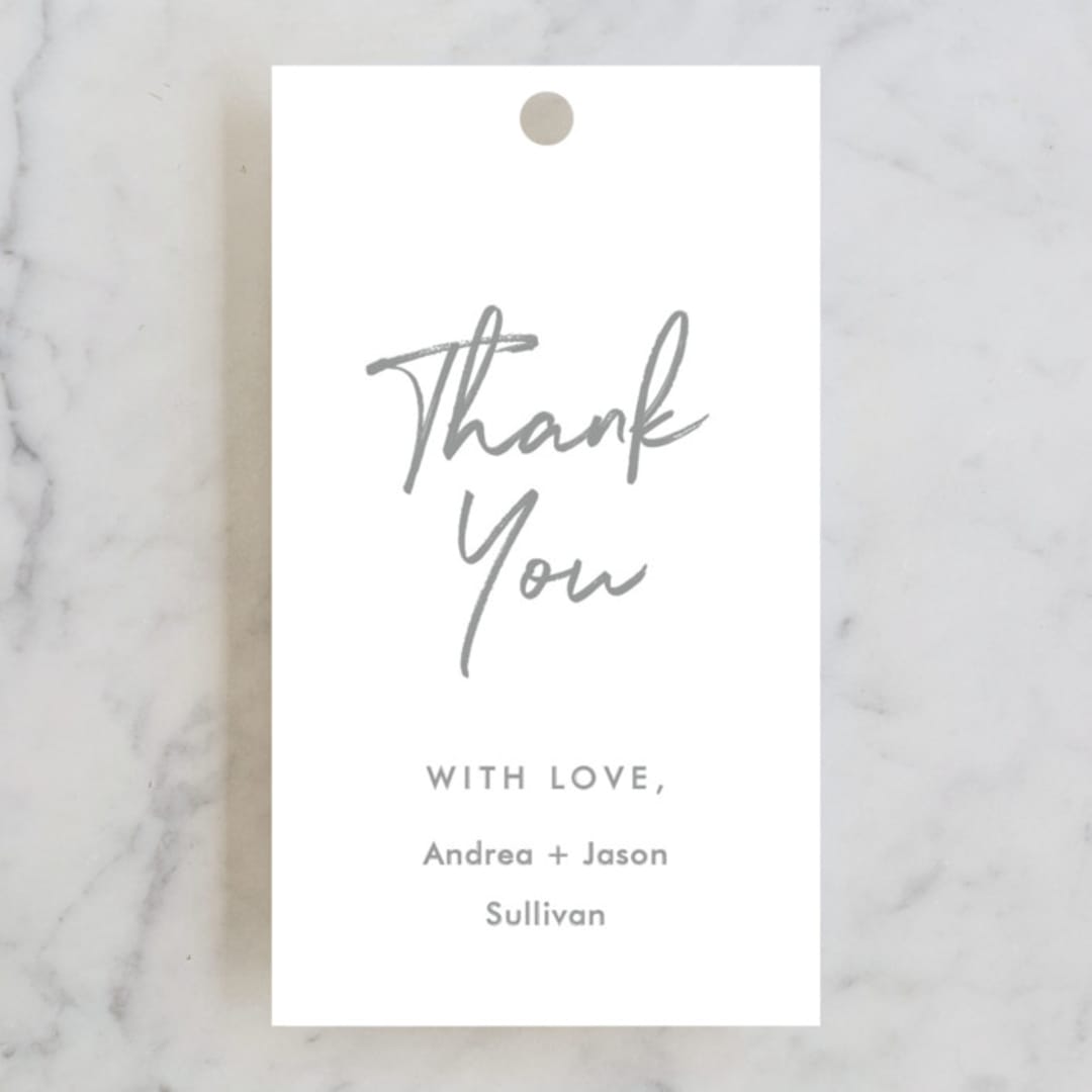 "Brushy frame" - Wedding Favor Tags in Opal by Stacey Meacham - Front