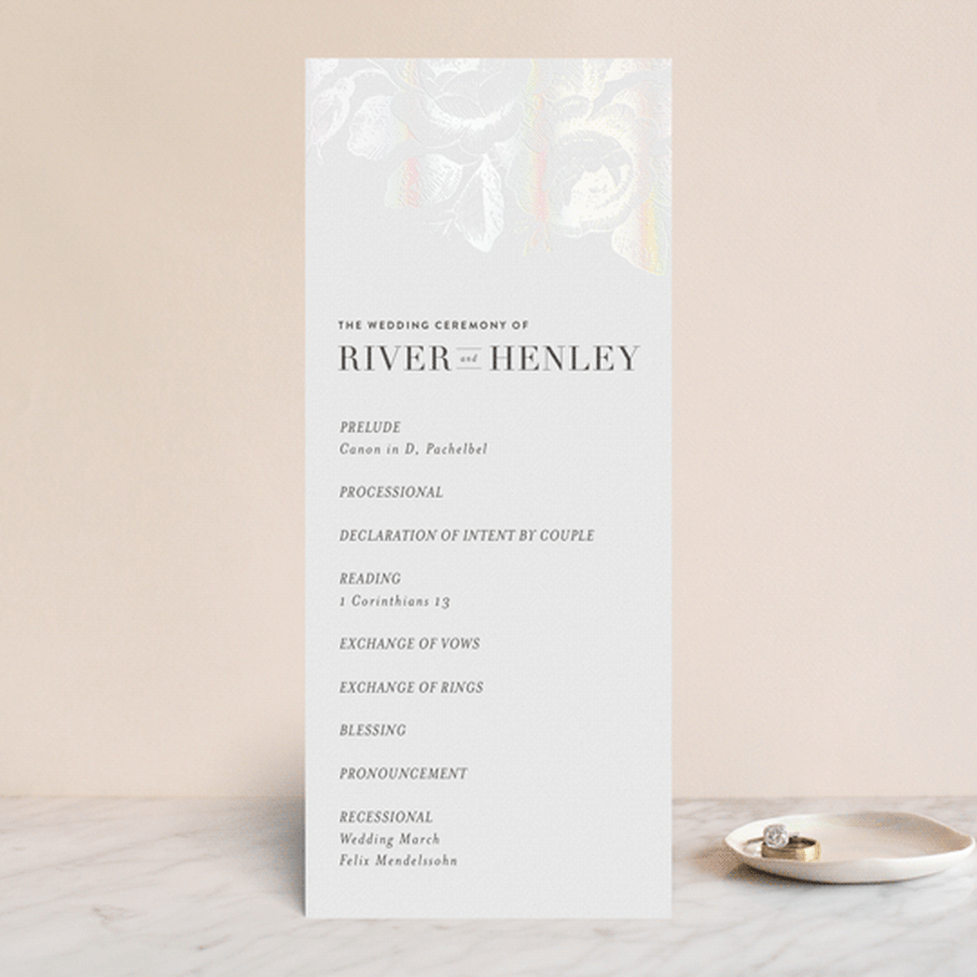 "Beloved" - Gloss-Press® Wedding Programs in Graphite by Design Lotus - Front