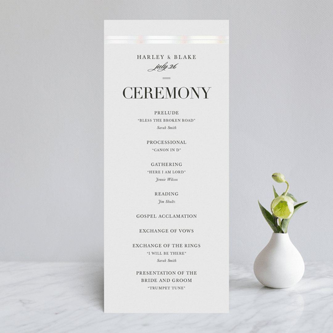 "Gilded Frame" - Gloss-Press® Wedding Programs in Cloud by Stacey Meacham - Front