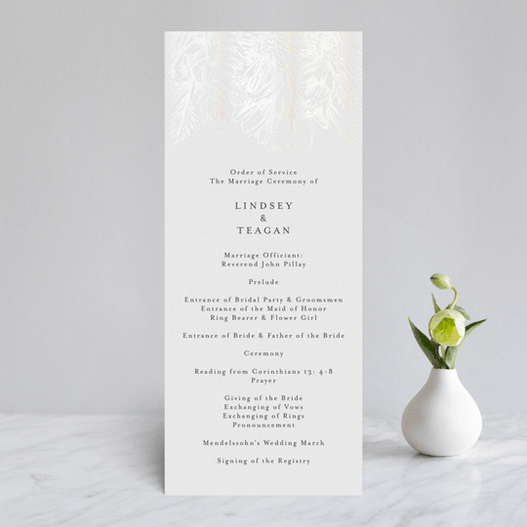 "Sketched Bouquet" - Gloss-Press® Wedding Programs in Ivory by Phrosné Barwood - Front