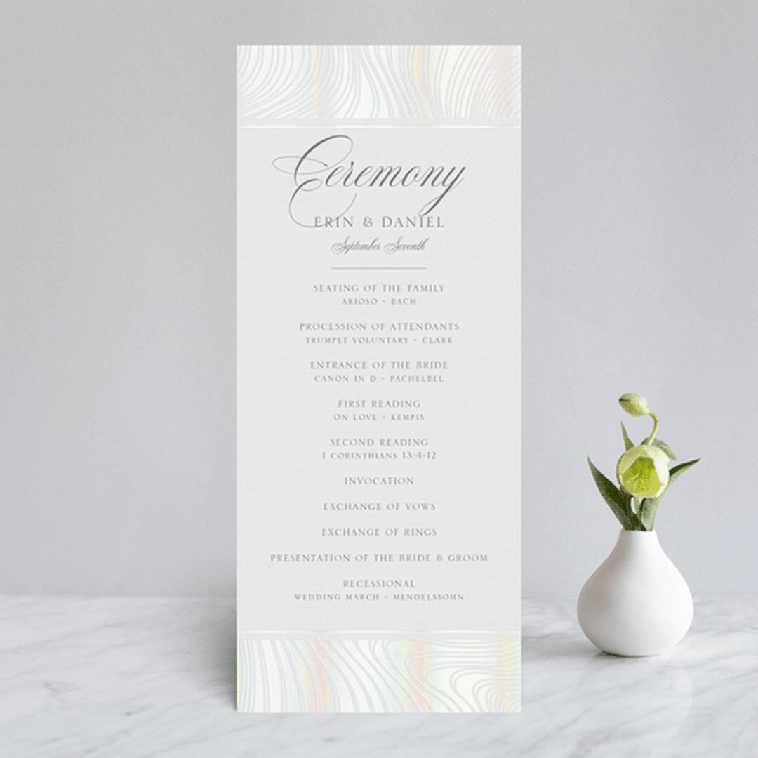 "Lined" - Gloss-Press® Wedding Programs in Cloud by Erin Deegan - Front