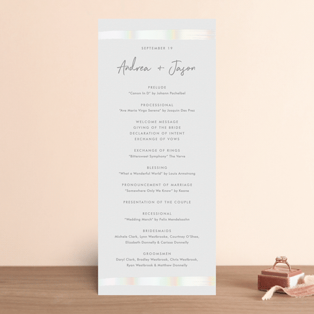 "Brushy frame" - Gloss-Press® Wedding Programs in Opal by Stacey Meacham - Front