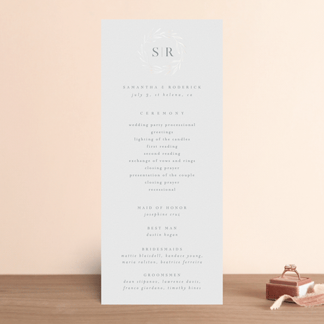 "Chic Wreath" - Gloss-Press® Wedding Programs in Cloud by Kelly Schmidt - Front