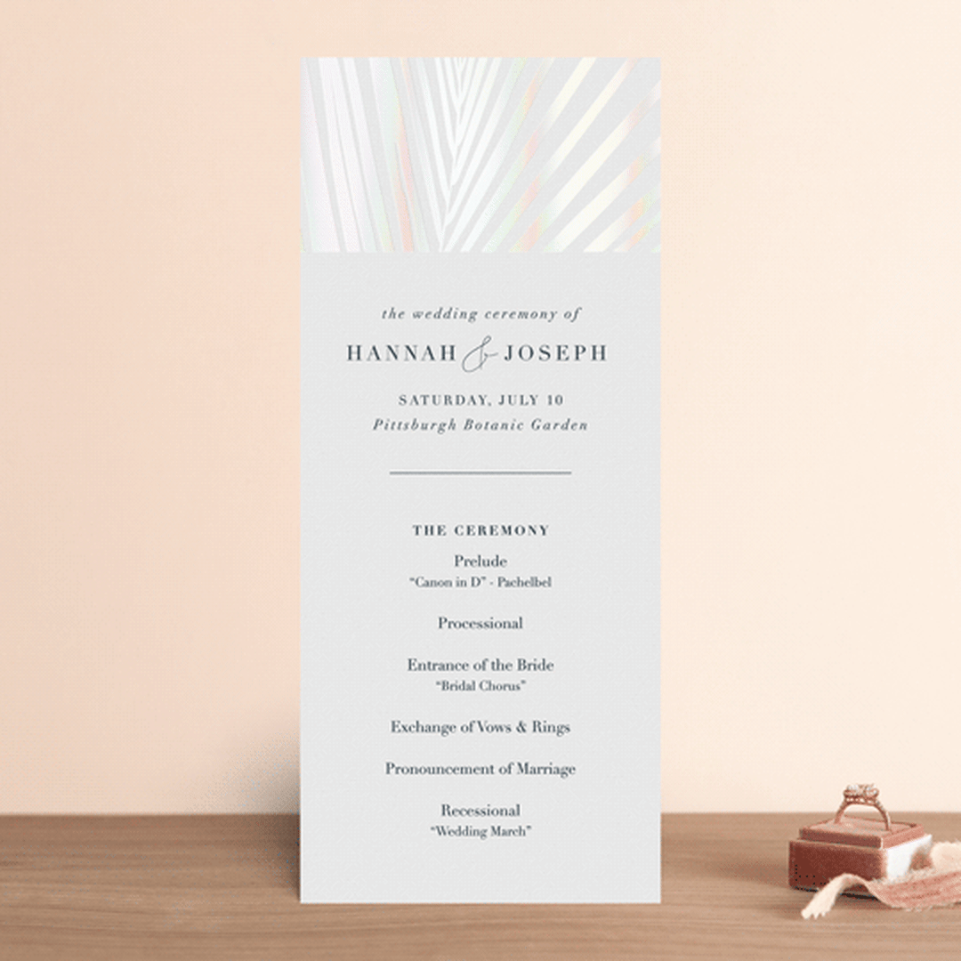 "Pristine" - Gloss-Press® Wedding Programs in Pearl by Robin Ott - Front