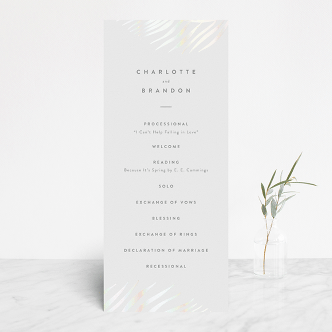 "Palm Vibes" - Gloss-Press® Wedding Programs in Porcelain by Pixel and Hank - Front