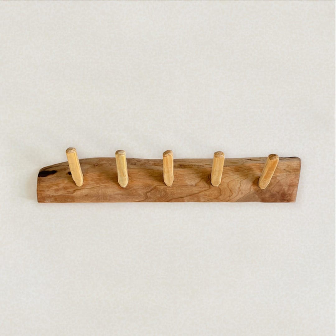 "Handmade Wooden Towel Hanger" - Wall Hooks in natural by Lottie Aldarwish