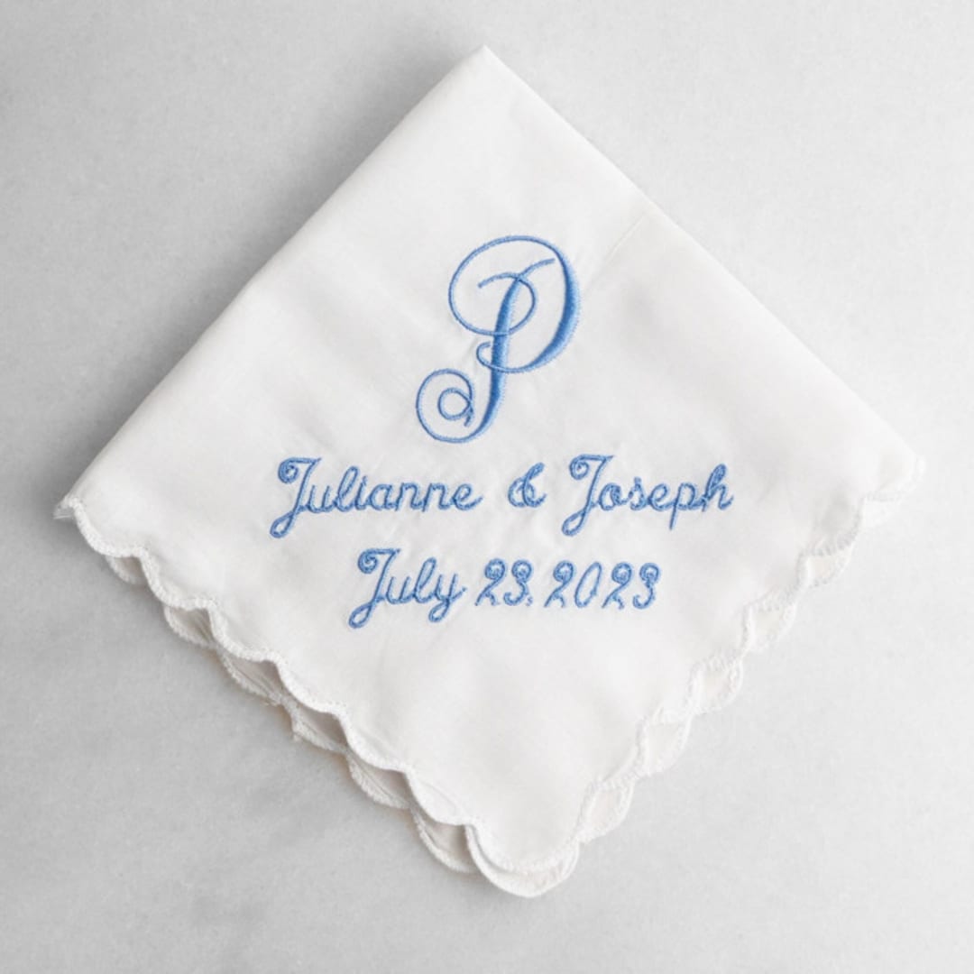 Custom Embroidered Handkerchief for Bride