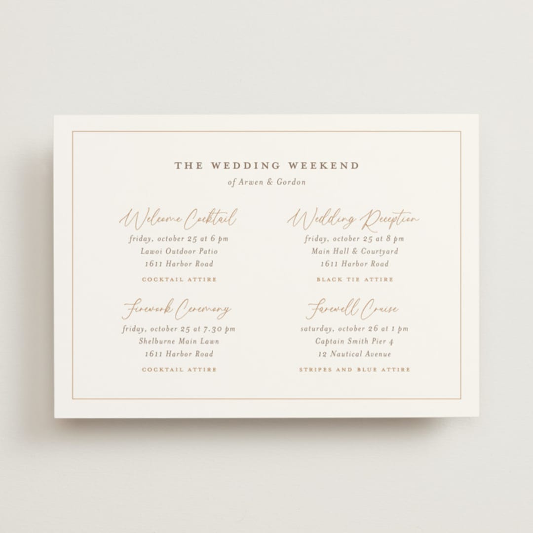 "kouignette" - Wedding Weekend Itinerary Cards in Chiffon by chocomocacino - Front