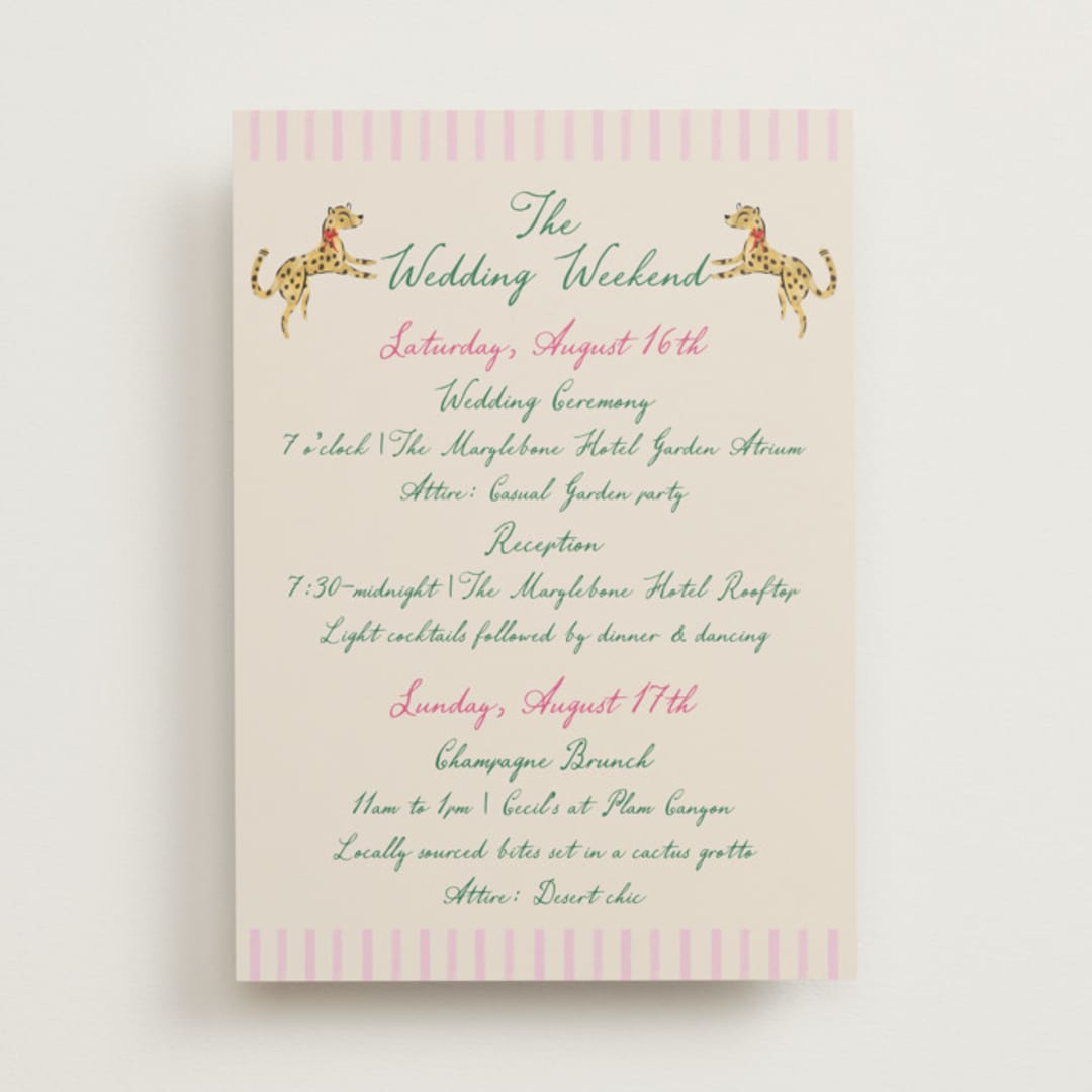 "Whimsical Hand Illustrated Crest" - Wedding Weekend Itinerary Cards in Peony by Jackie Crawford - Front