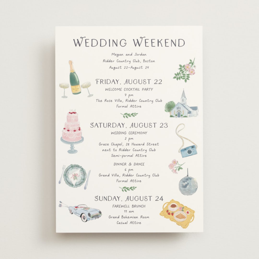 "Journey of the Day" - Wedding Weekend Itinerary Cards in Porcelain by frau brandt - Front