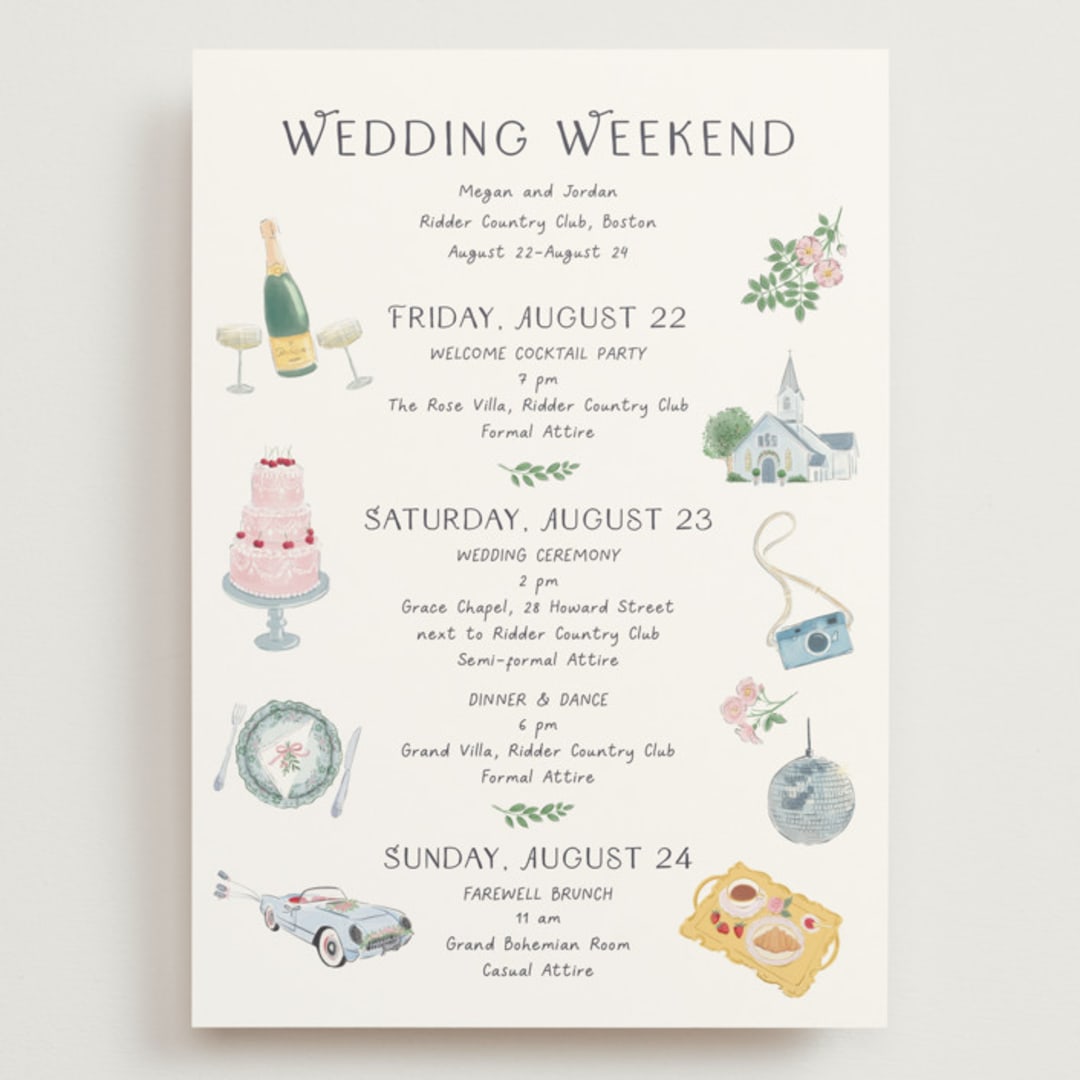 "Journey of the Day" - Wedding Weekend Itinerary Cards in Porcelain by frau brandt - Front