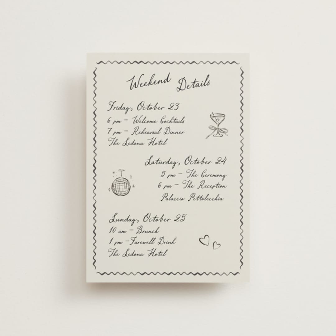 "Puglia" - Wedding Weekend Itinerary Cards in Rock by Pati Cascino - Front
