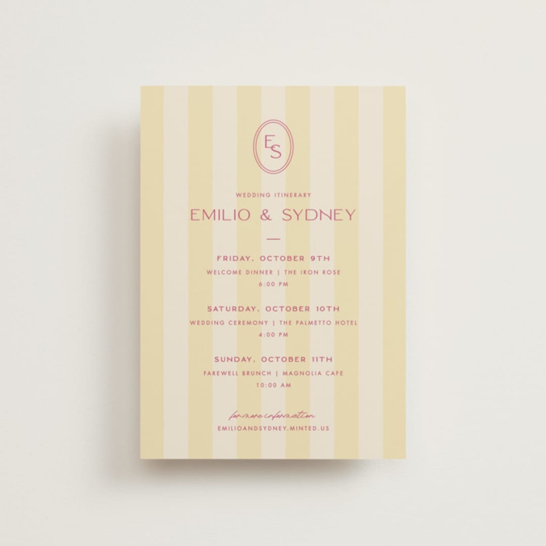 "palmetto" - Wedding Weekend Itinerary Cards in Lemon by Ellen Schlegelmilch - Front