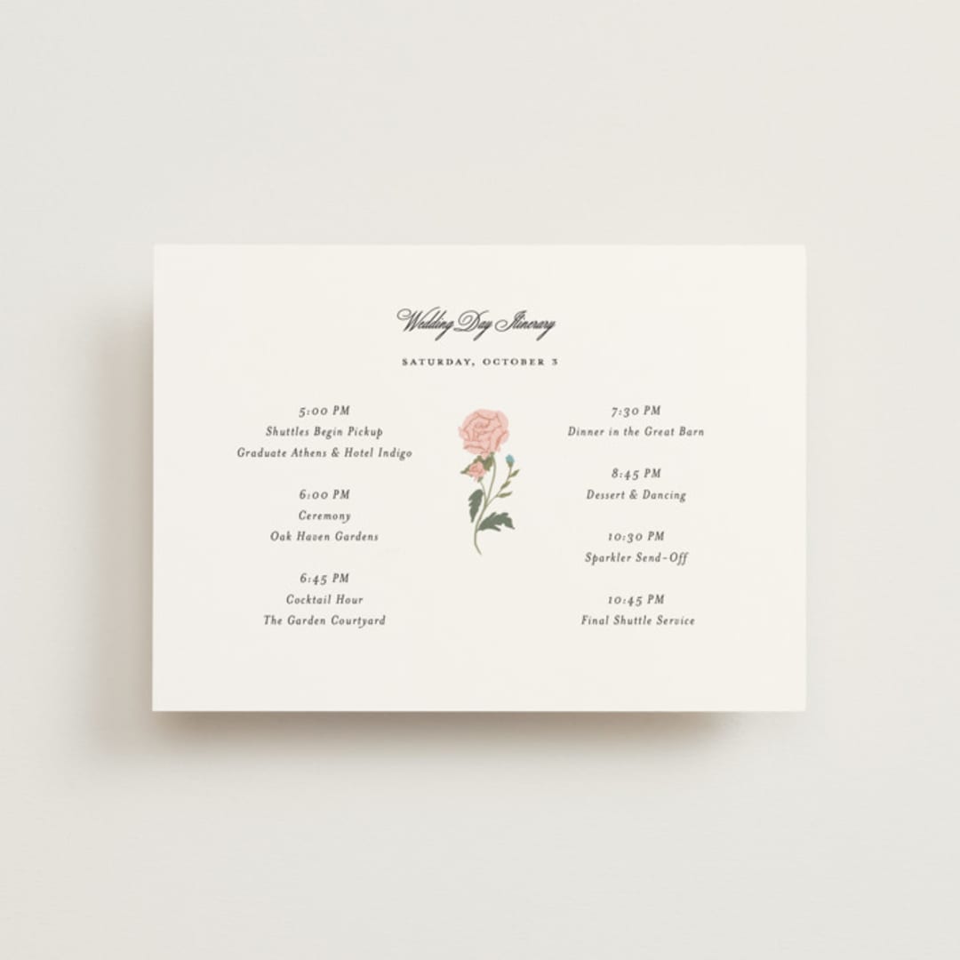 "botanical cameo" - Wedding Weekend Itinerary Cards in Swan by Lori Wemple - Front