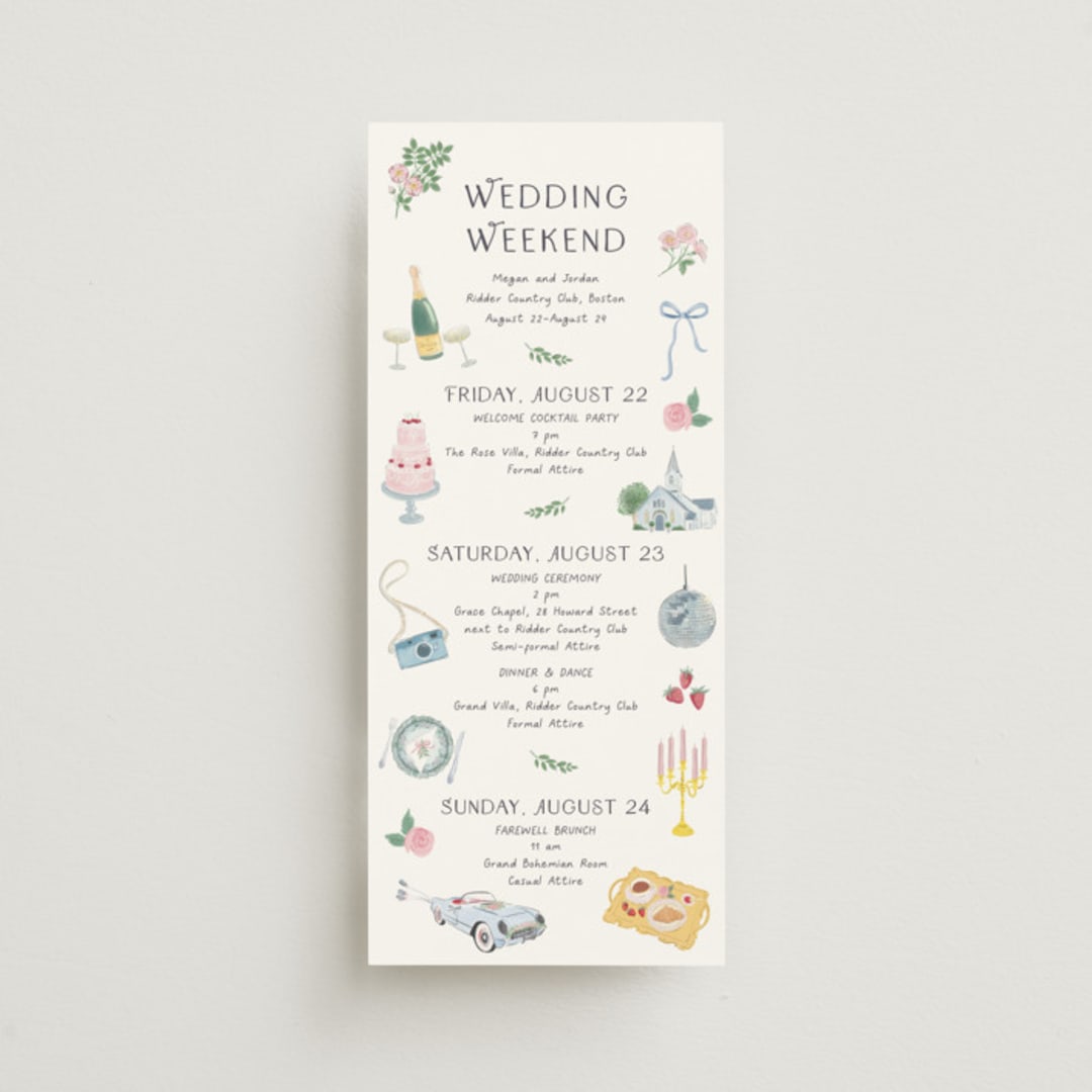 "Journey of the Day" - Wedding Weekend Itinerary Cards in Porcelain by frau brandt - Front
