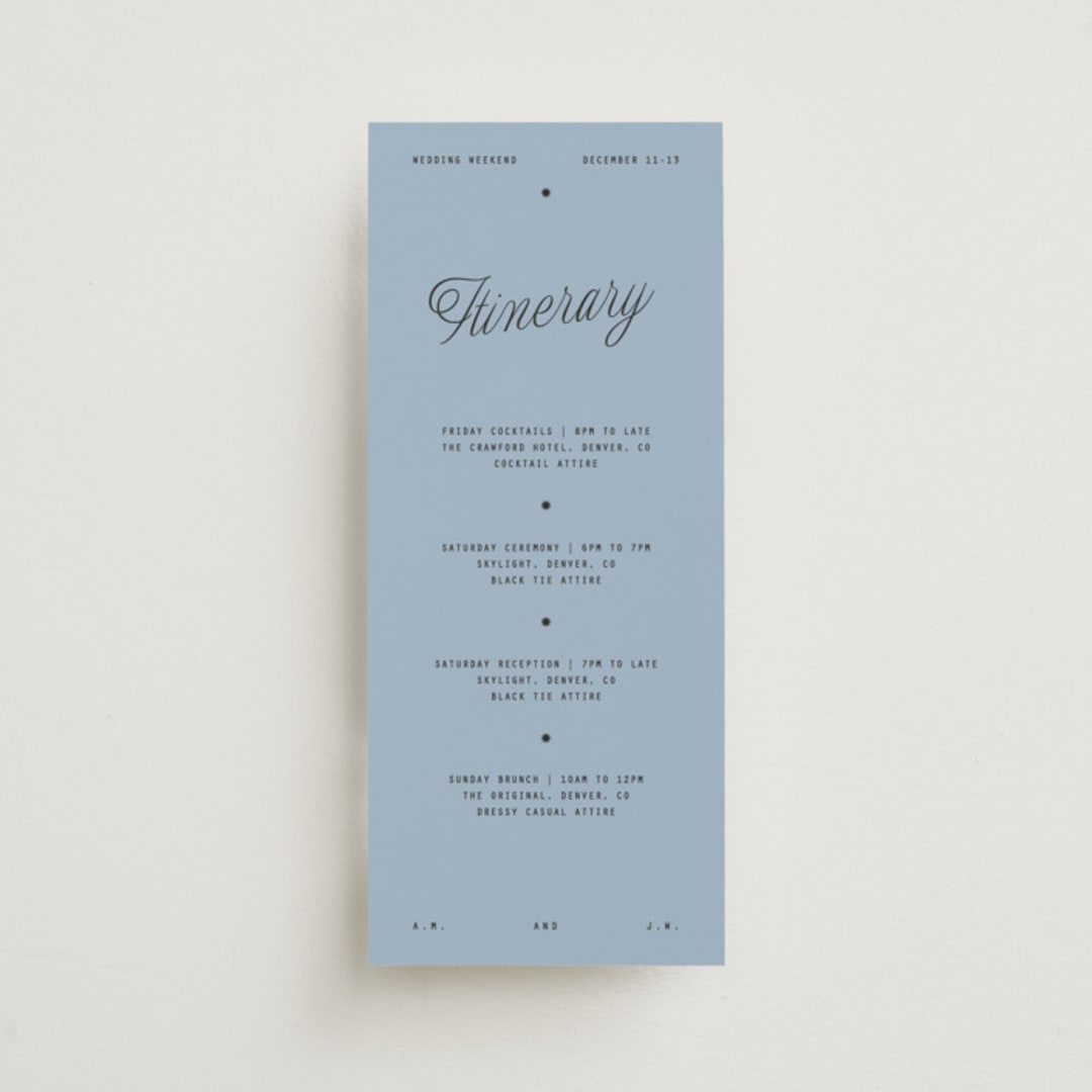 "Cheers" - Wedding Weekend Itinerary Cards in Sky by Blustery August - Front