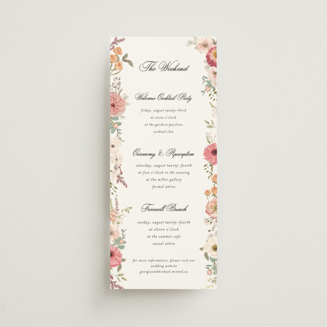 "Cherished" - Wedding Weekend Itinerary Cards in Sunset by Susan Moyal - Front