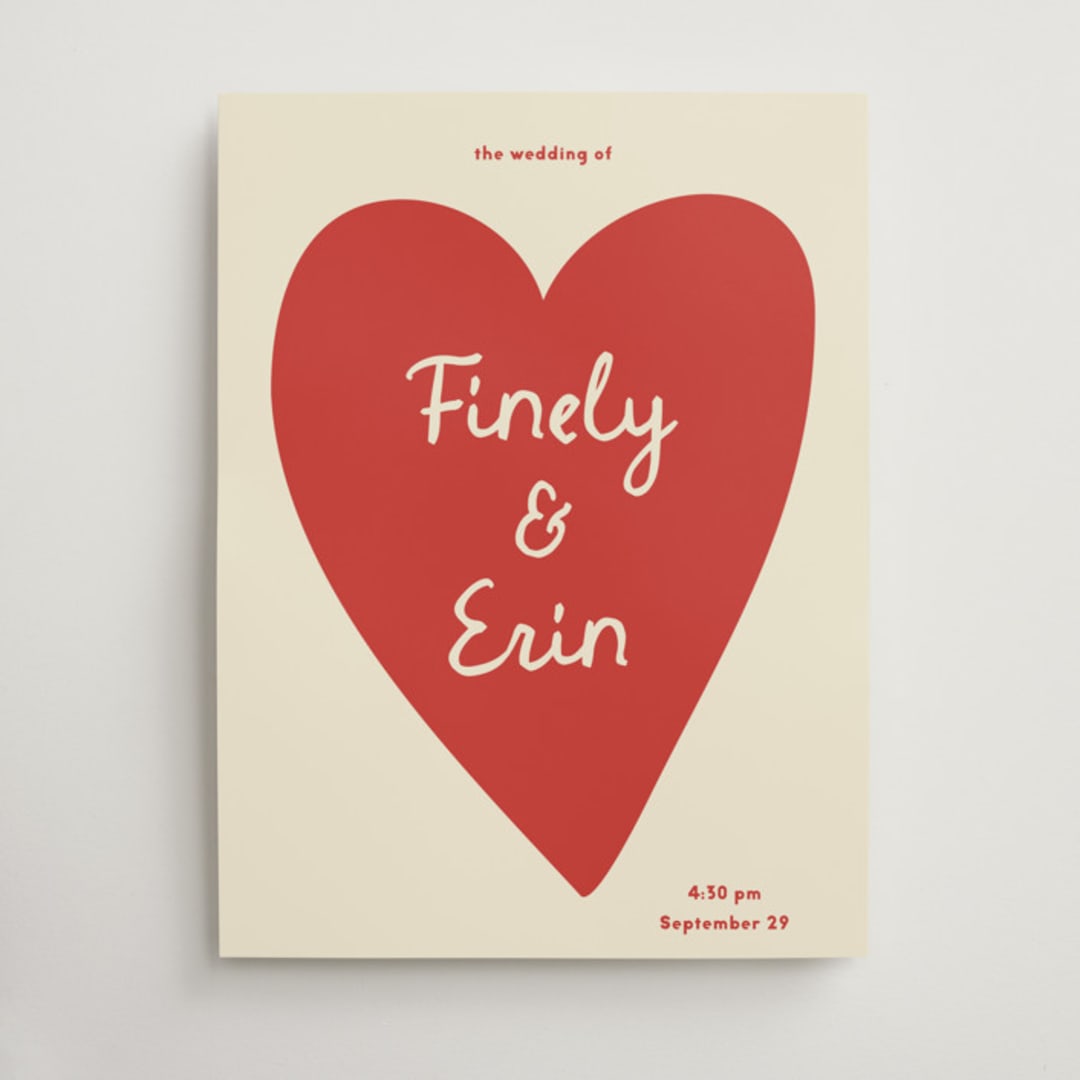 "Big Heart Wedding" - Welcome Signs in Cherry by Ani Somi - Front