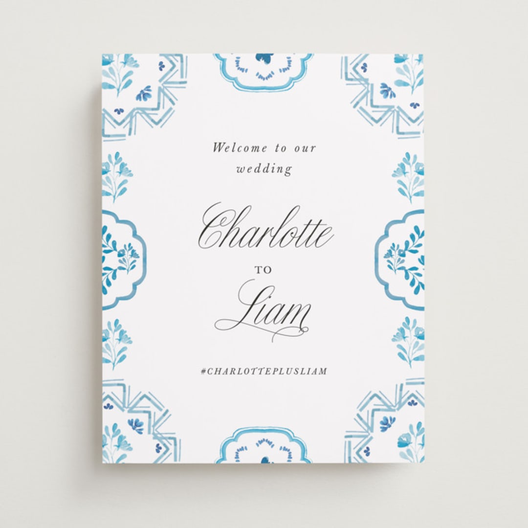 "Almafi" - Welcome Signs in Cerulean by Itsy Belle Studio - Front