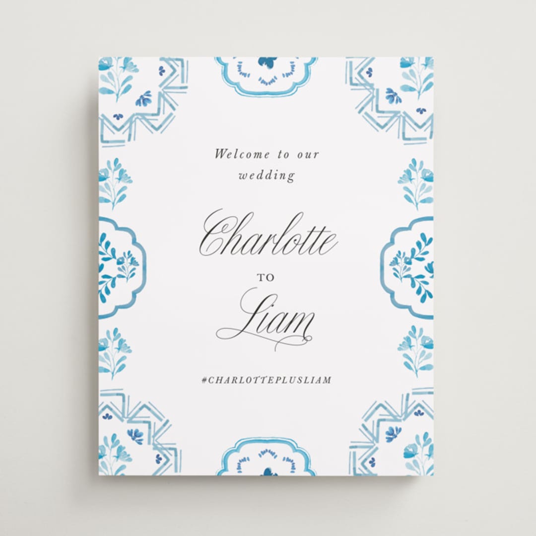 "Almafi" - Welcome Signs in Cerulean by Itsy Belle Studio - Front
