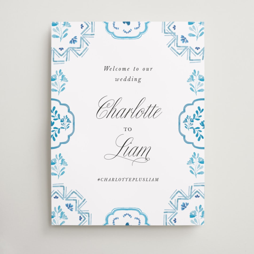 "Almafi" - Welcome Signs in Cerulean by Itsy Belle Studio - Front