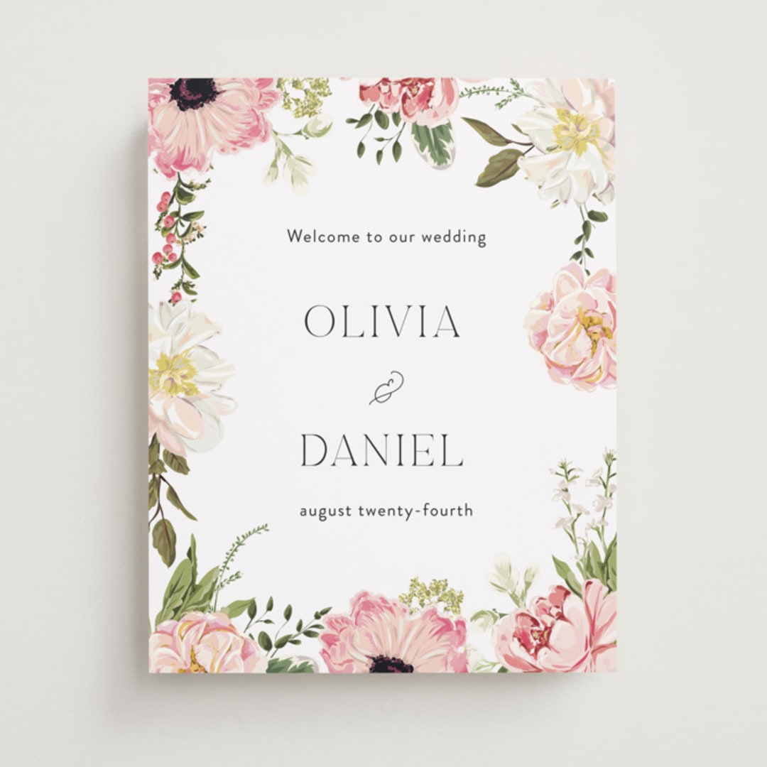 "Timeless Blooms" - Welcome Signs in Peony by Susan Moyal - Front