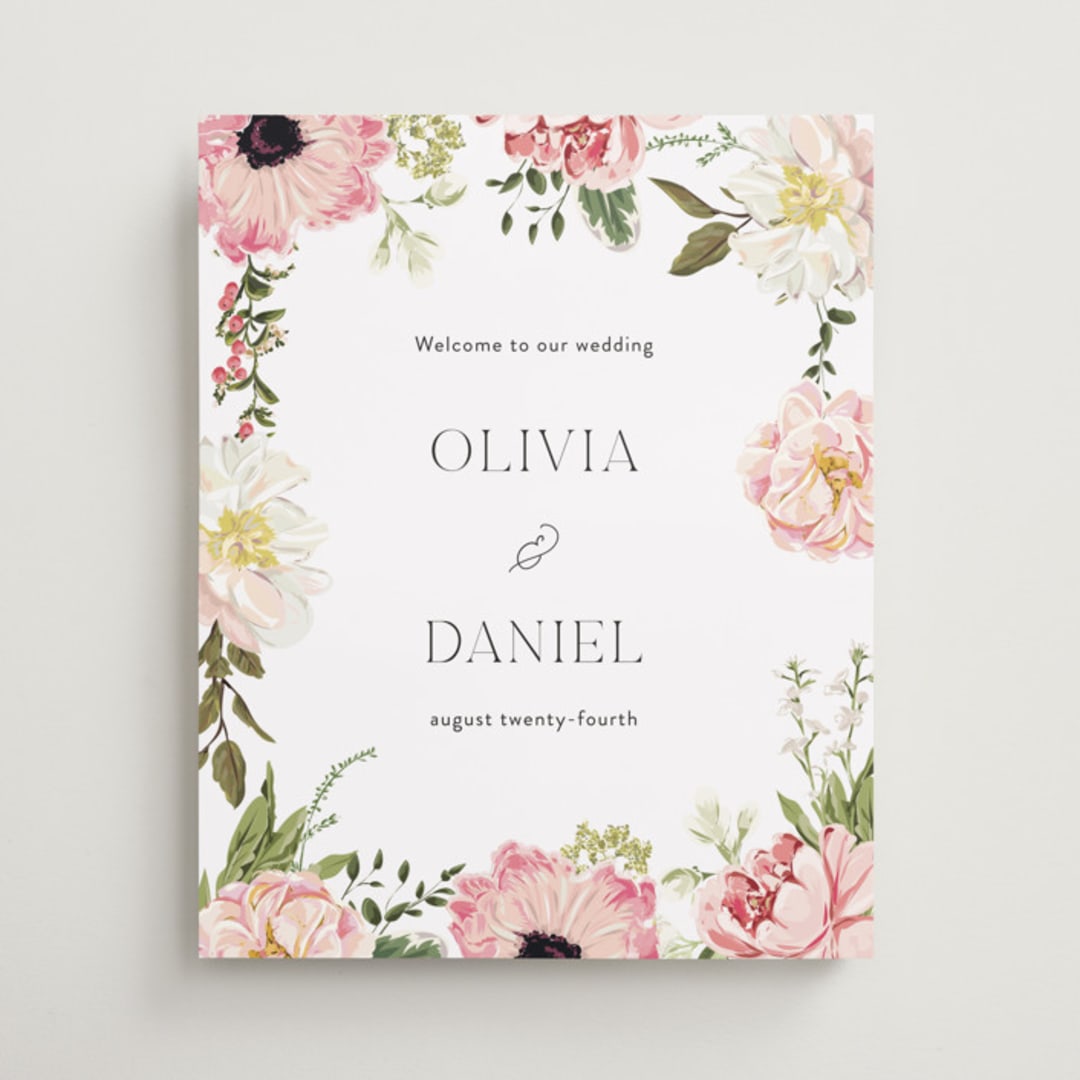 "Timeless Blooms" - Welcome Signs in Peony by Susan Moyal - Front