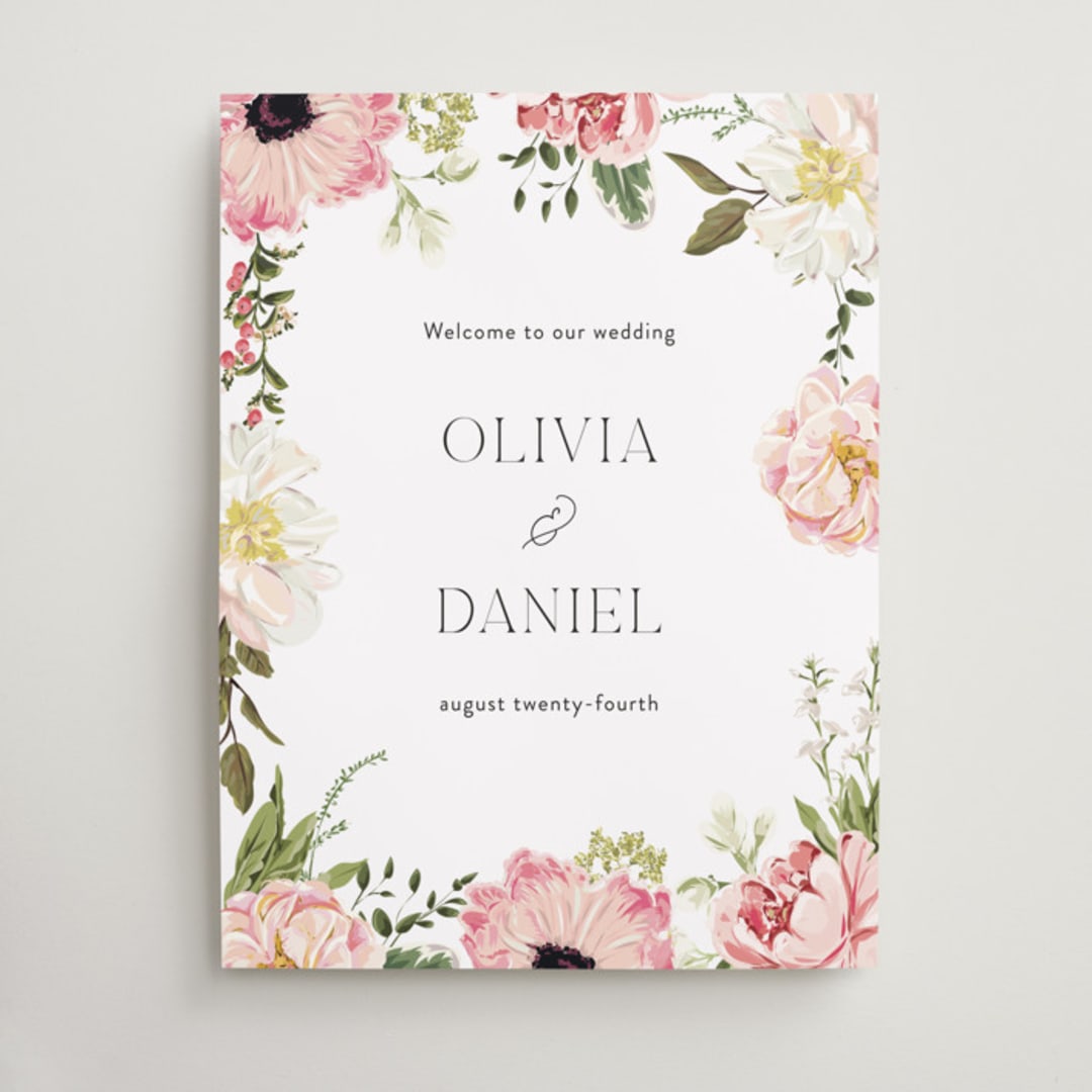 "Timeless Blooms" - Welcome Signs in Peony by Susan Moyal - Front