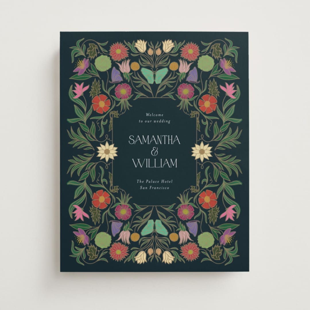 "Gilded Tapestry" - Welcome Signs in Midnight Garden by Simona Camp - Front