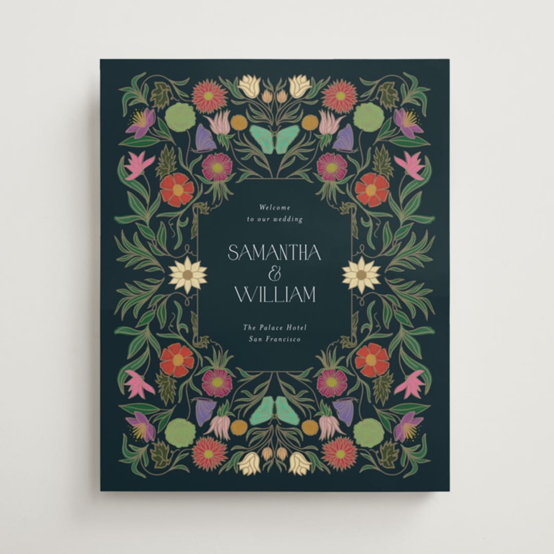 "Gilded Tapestry" - Welcome Signs in Midnight Garden by Simona Camp - Front