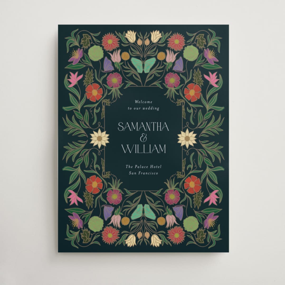 "Gilded Tapestry" - Welcome Signs in Midnight Garden by Simona Camp - Front
