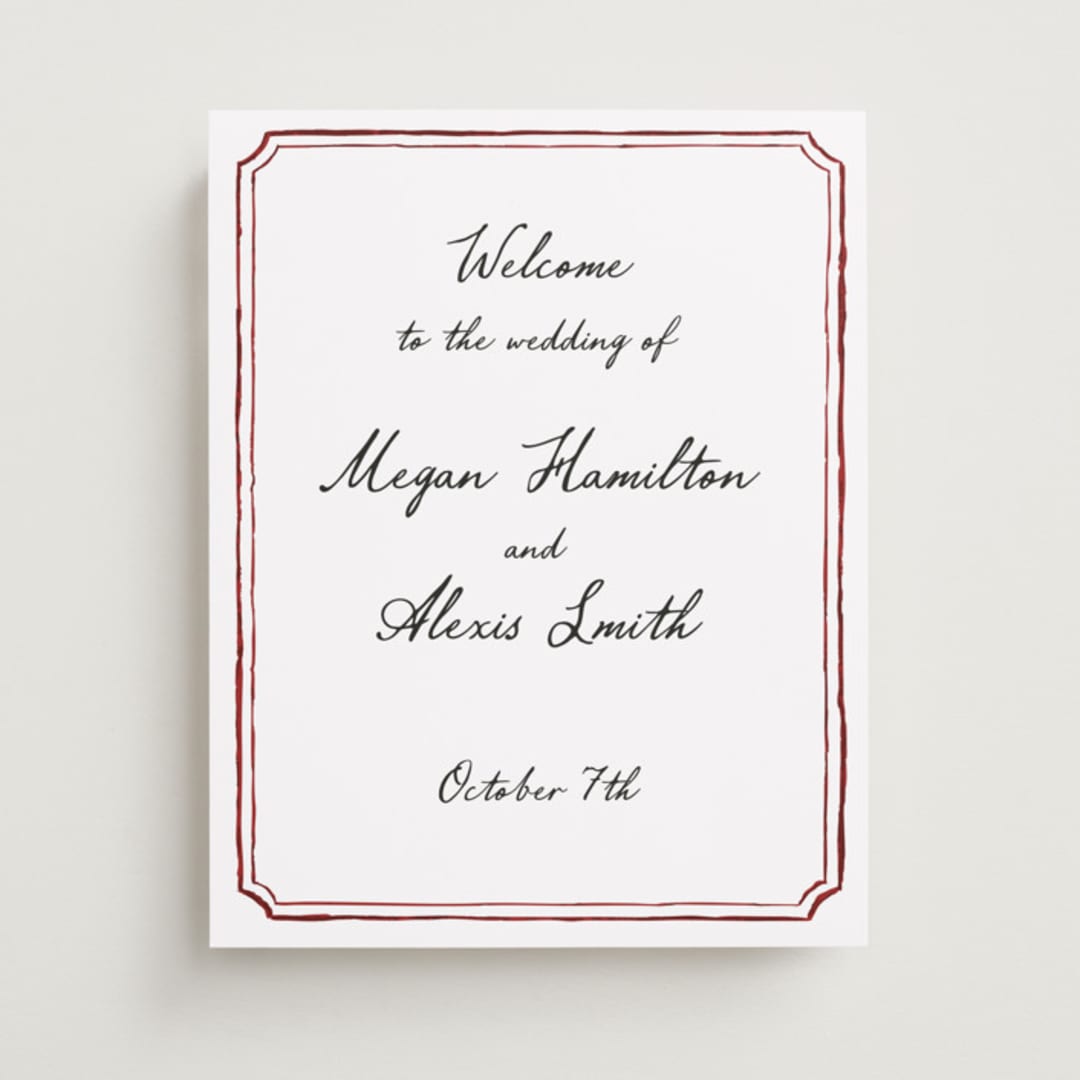 "Handwritten" - Welcome Signs in Wine by Cass Loh - Front