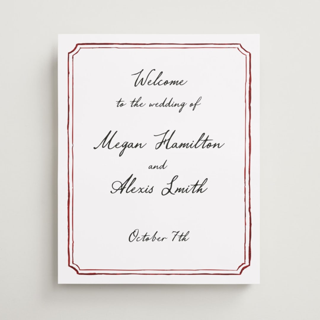 "Handwritten" - Welcome Signs in Wine by Cass Loh - Front