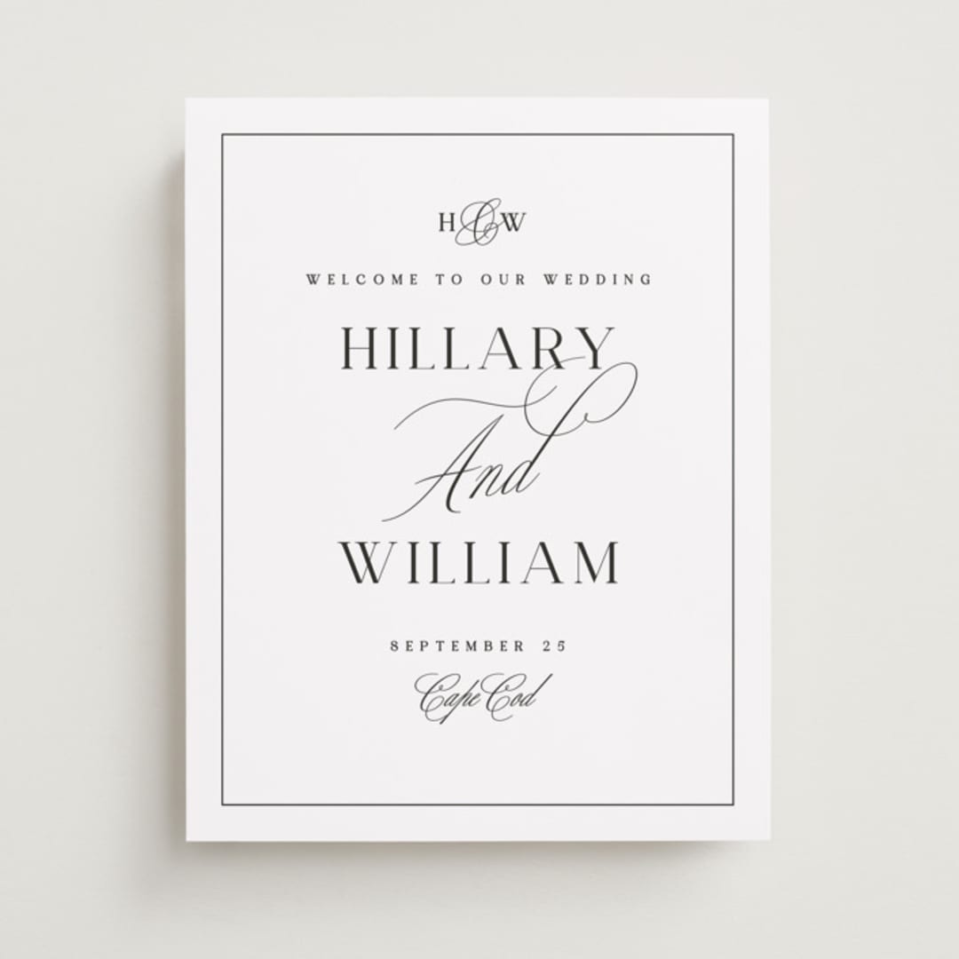 "Classic Monogram" - Welcome Signs in Tuxedo by Susan Zinader - Front