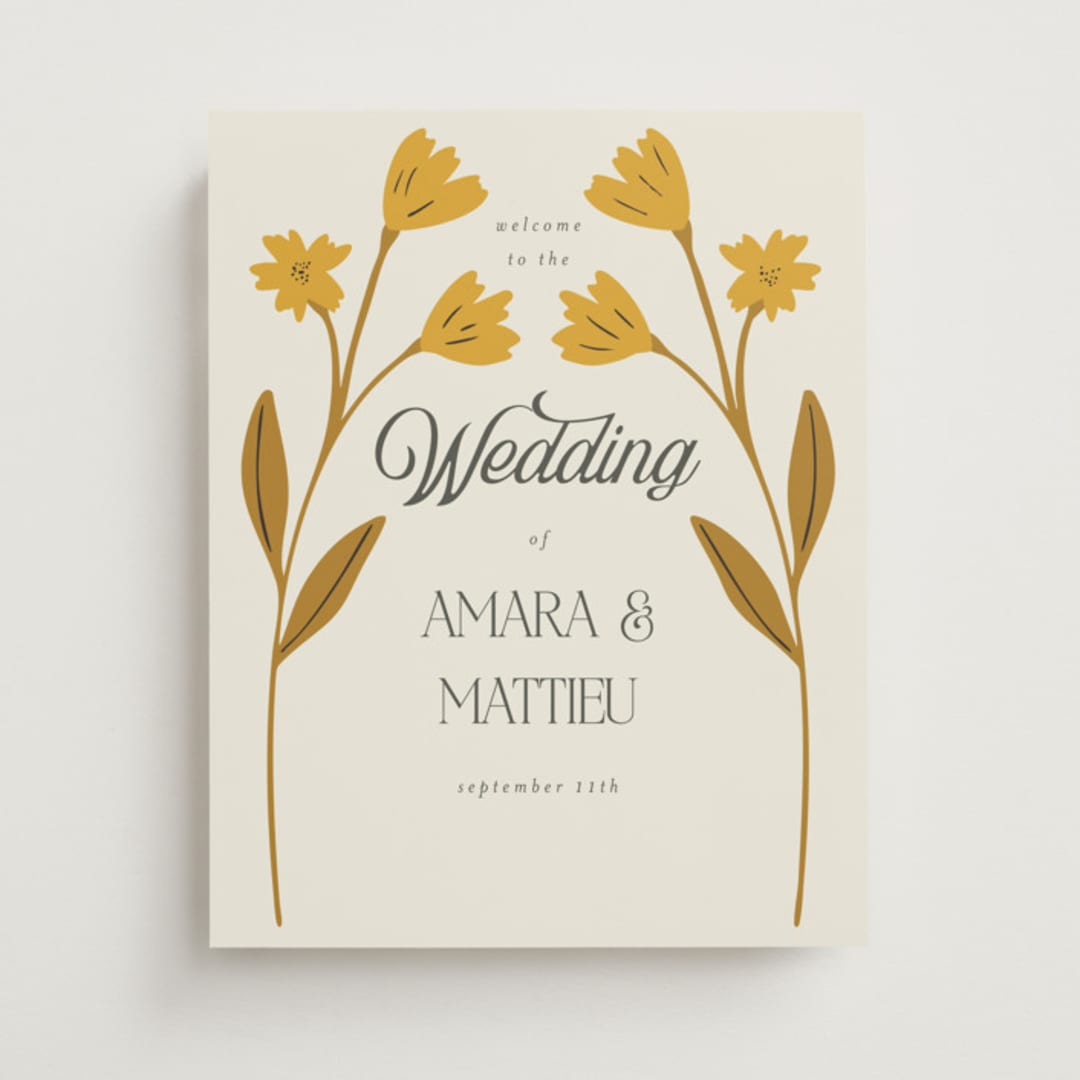 "Vintage Wildflowers" - Welcome Signs in Yolk by Morgan Kendall - Front