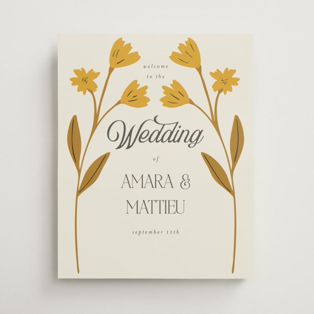 "Vintage Wildflowers" - Welcome Signs in Yolk by Morgan Kendall - Front