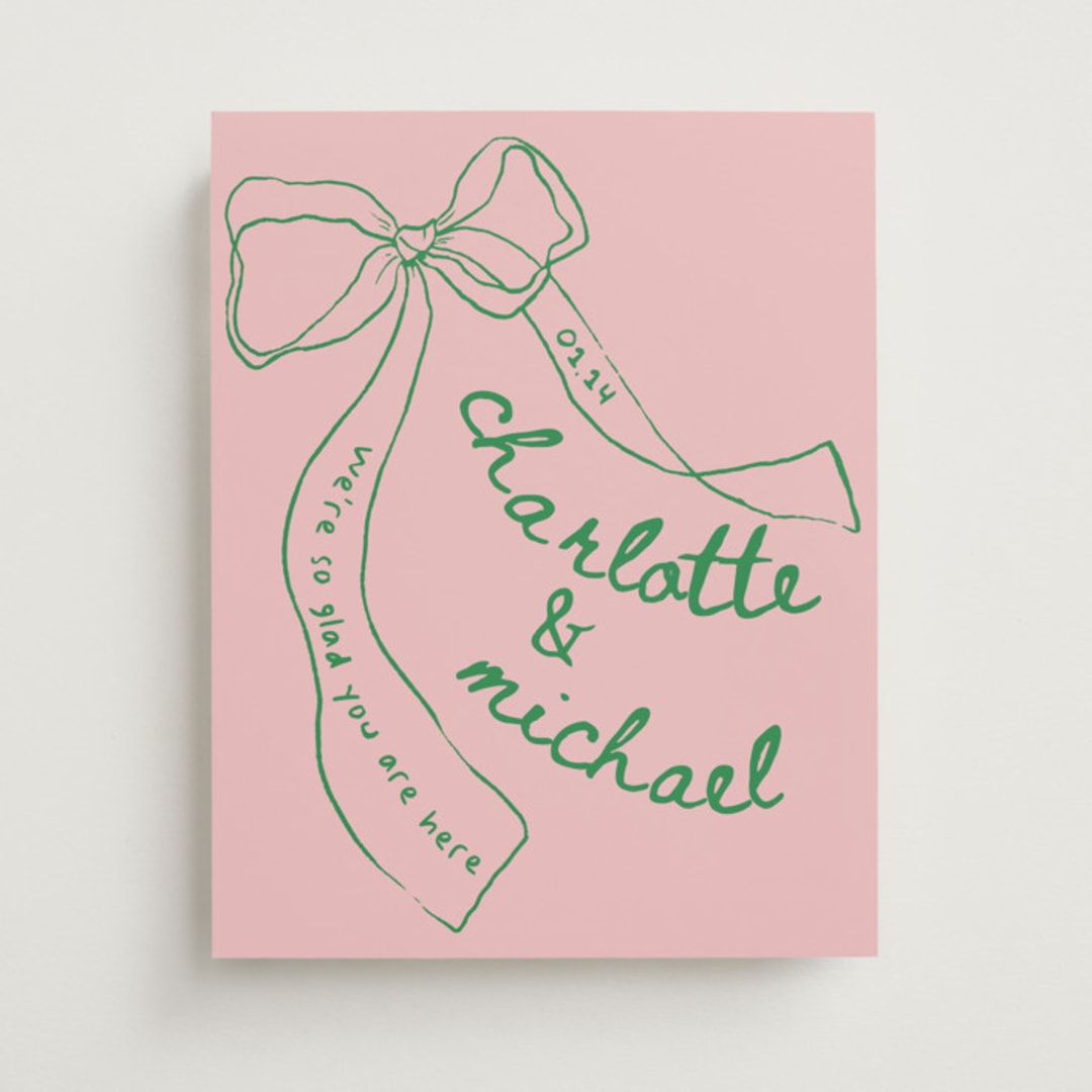 "Just the ribbon" - Welcome Signs in trawberry by Vera Lim - Front