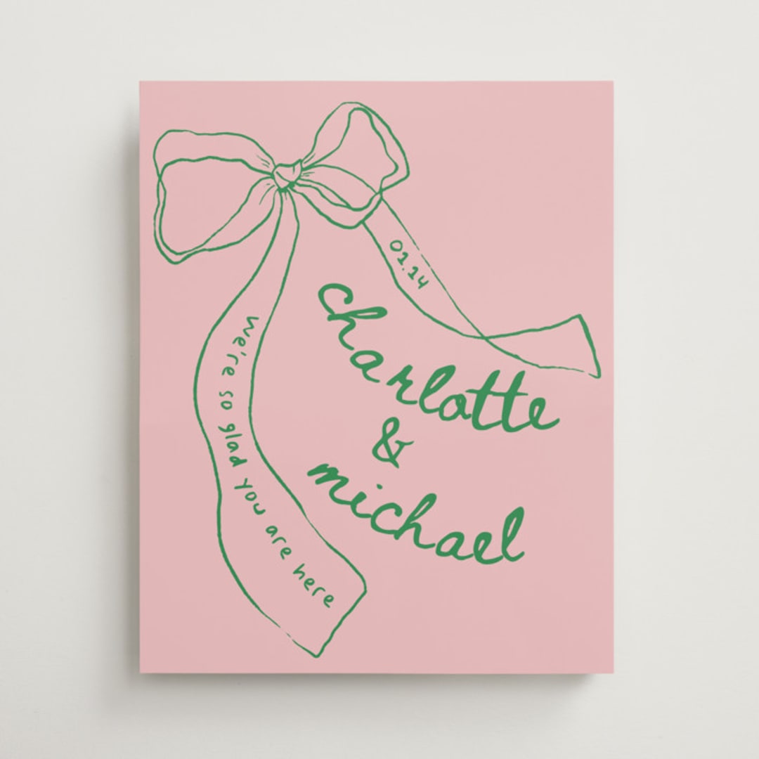 "Just the ribbon" - Welcome Signs in trawberry by Vera Lim - Front