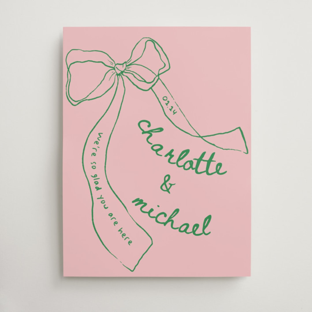 "Just the ribbon" - Welcome Signs in trawberry by Vera Lim - Front