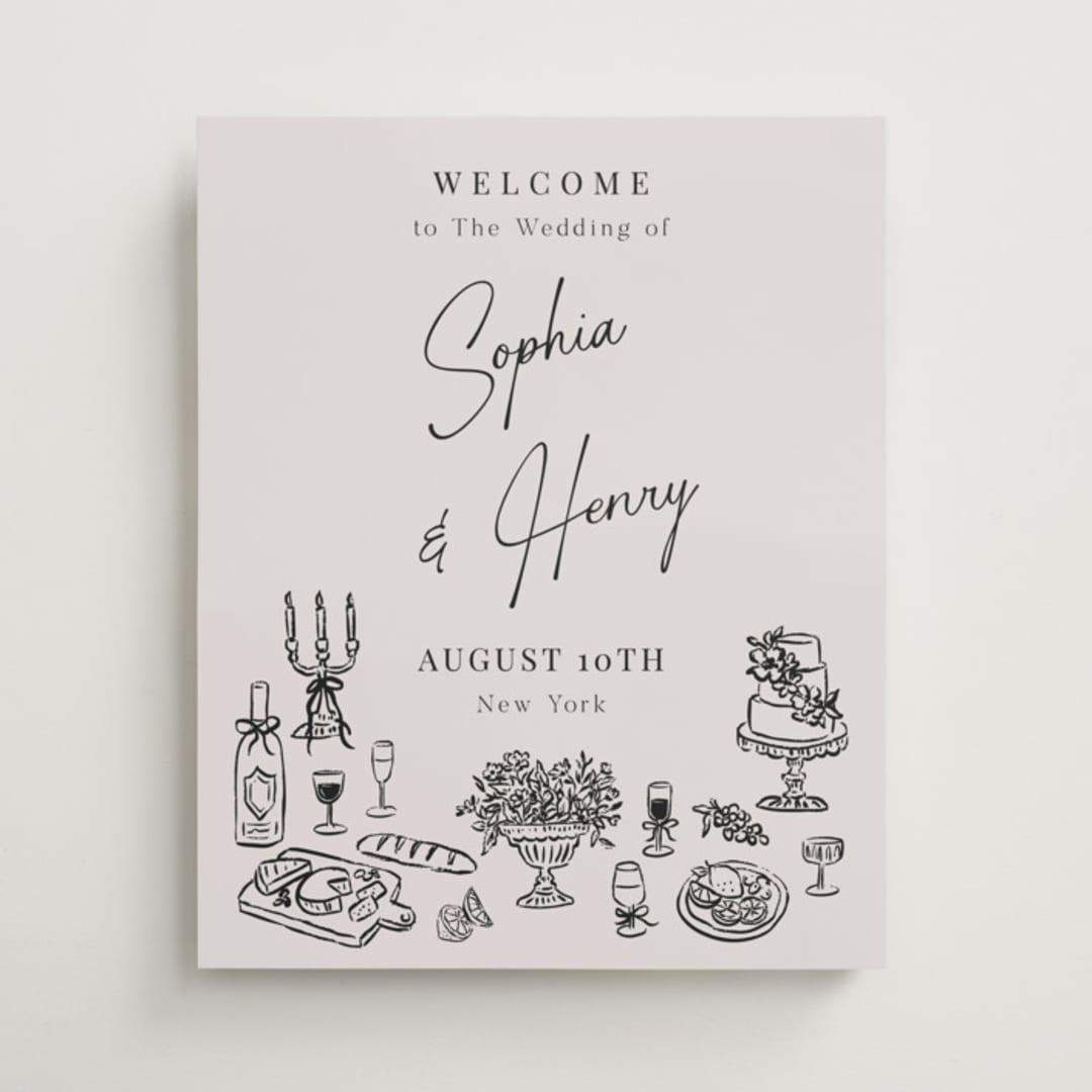 "Modern Sketch" - Welcome Signs in Noir by Elly - Front