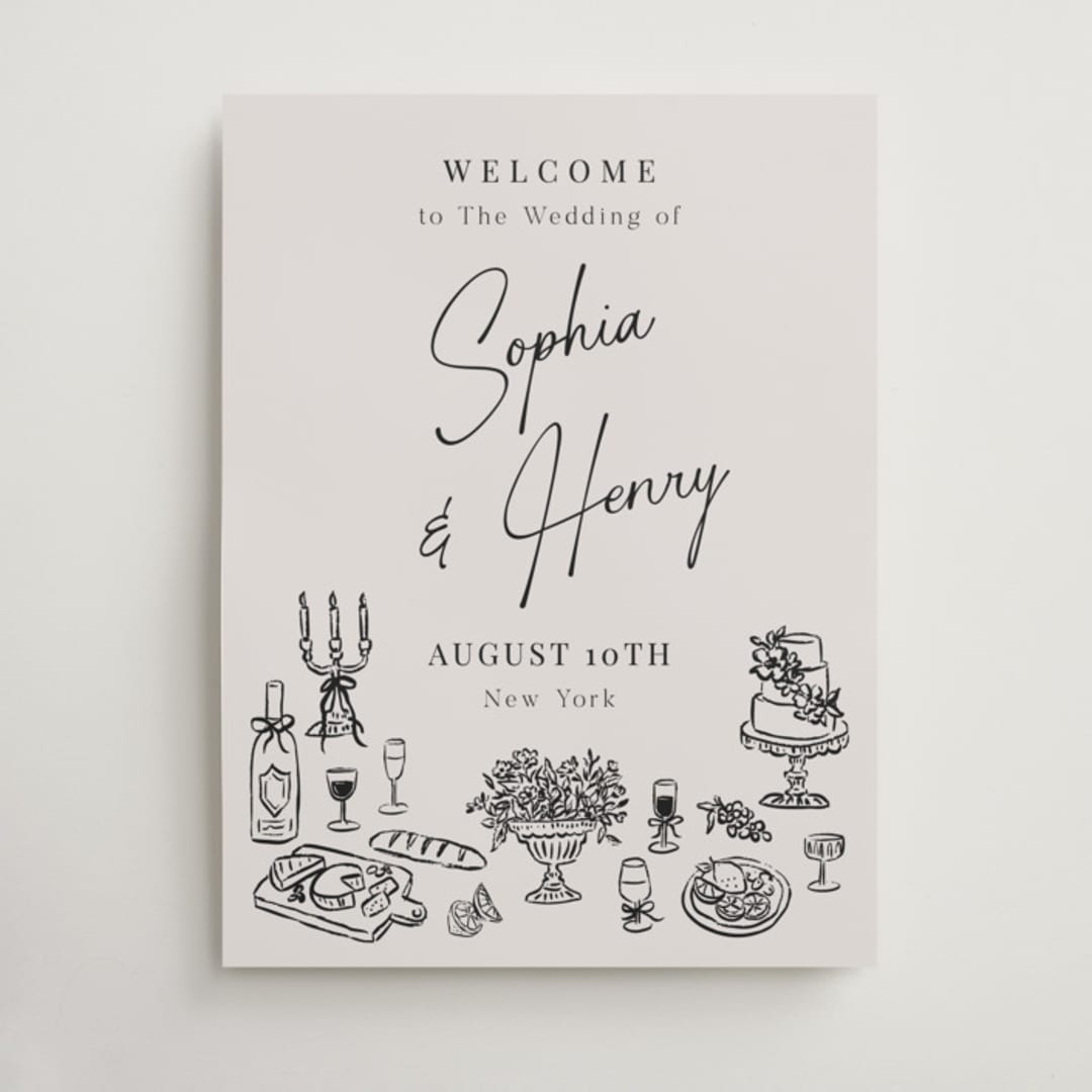 "Modern Sketch" - Welcome Signs in Noir by Elly - Front