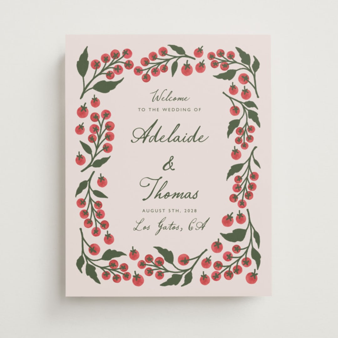 "Cherry Tomatoes" - Welcome Signs in Tomato by Katharine Watson - Front