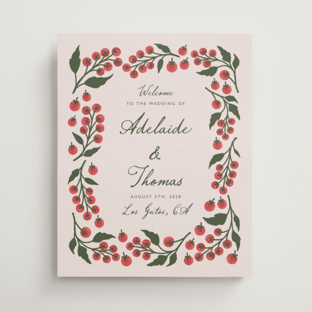 "Cherry Tomatoes" - Welcome Signs in Tomato by Katharine Watson - Front