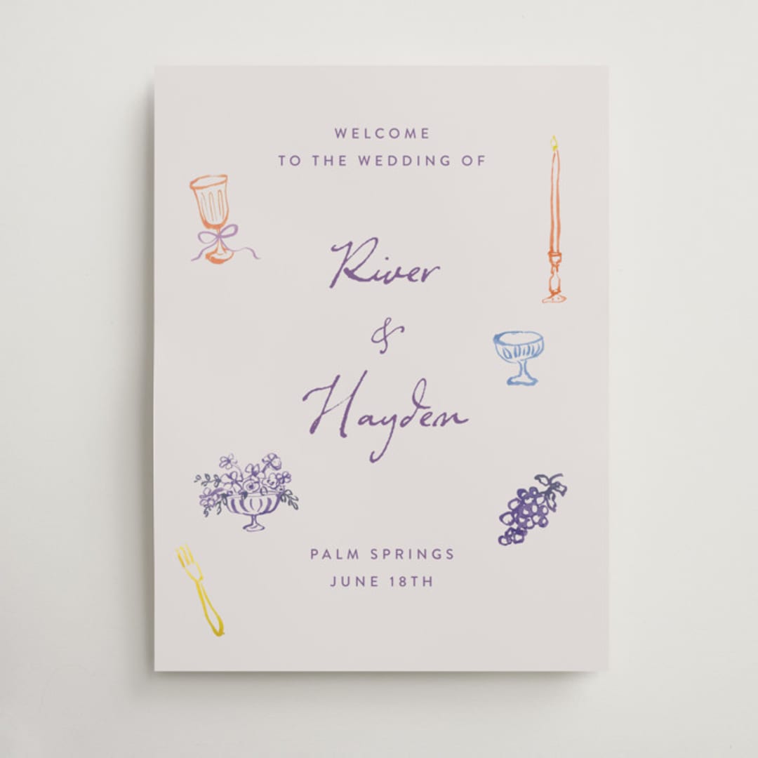 "tablescape drawing" - Welcome Signs in Hydrangea by Cass Loh - Front