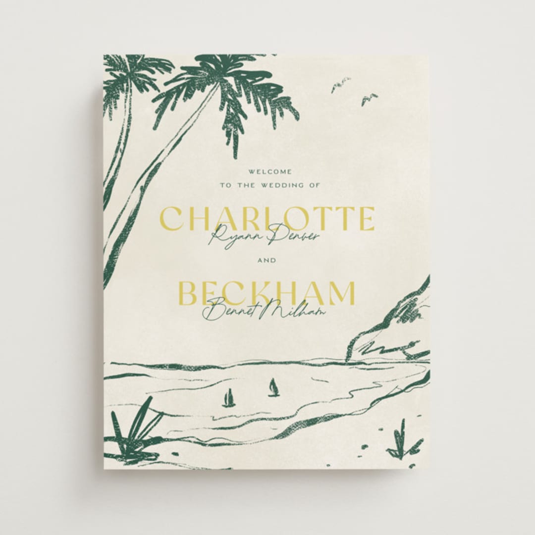 "Coastal Drift" - Welcome Signs in Caribbean Citrus by Pixel and Hank - Front